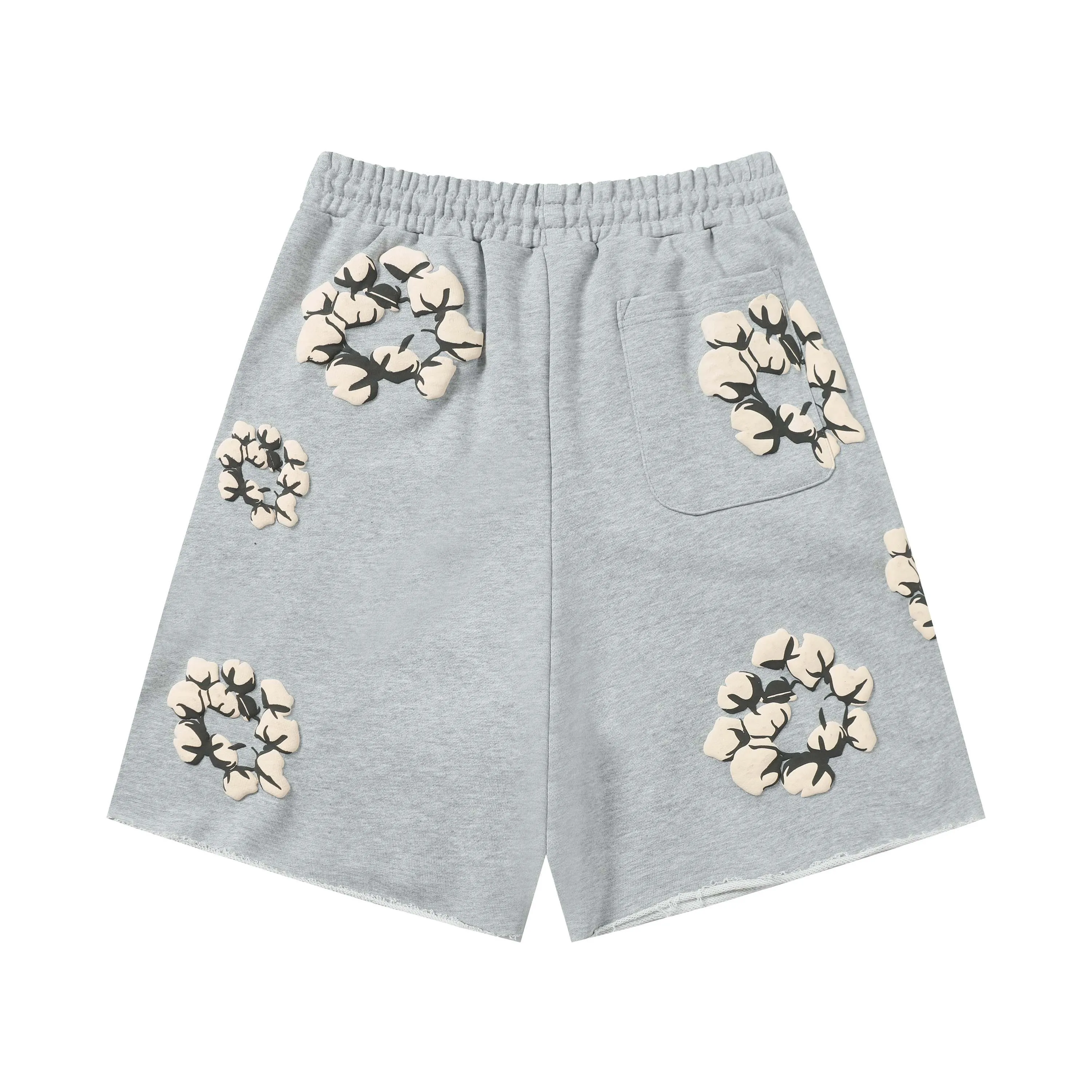8201# 8 color set DENIM TEARS Kapok European and American trendy brand high quality foam flocking printed shorts Color Black Yellow Green Yellow Gray Royal Blue Pink Peacock Blue Size S-XL